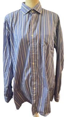 Kenneth Gordon Vintage Old Money Blue Stripe Cotton Dress Shirt, Men's 16/34